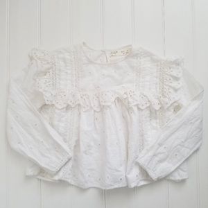 Zara Girls White Eyelet Top
